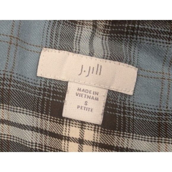 J. Jill‎ Shirt Womens Sz. PS Blue Preppy Plaid Soft Stretch Blouse Brunch Fall - Picture 3 of 4